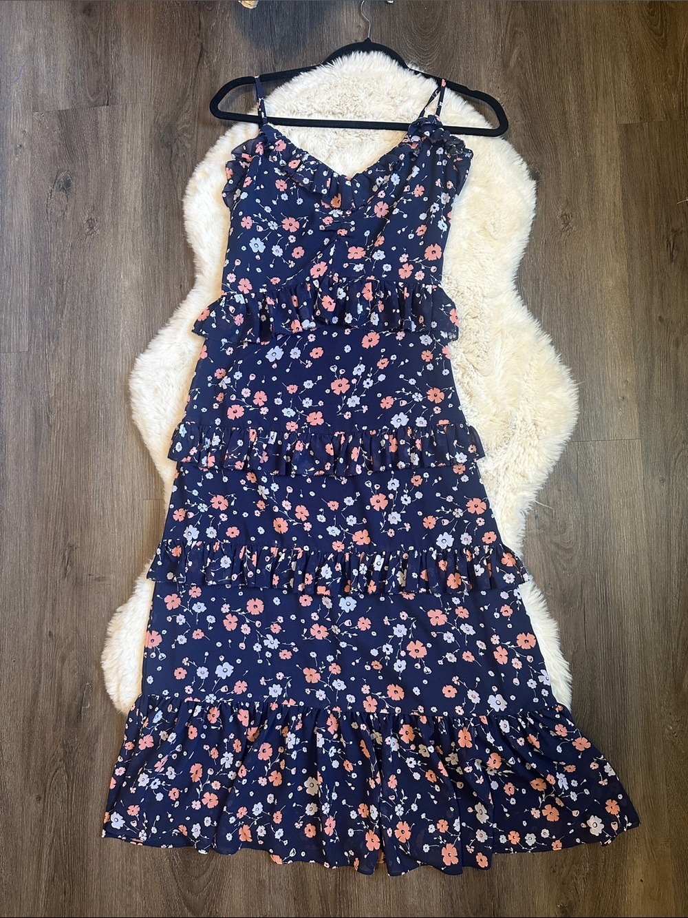 Navy Floral Ruffle Tiered Sundress - Michael Kors XS